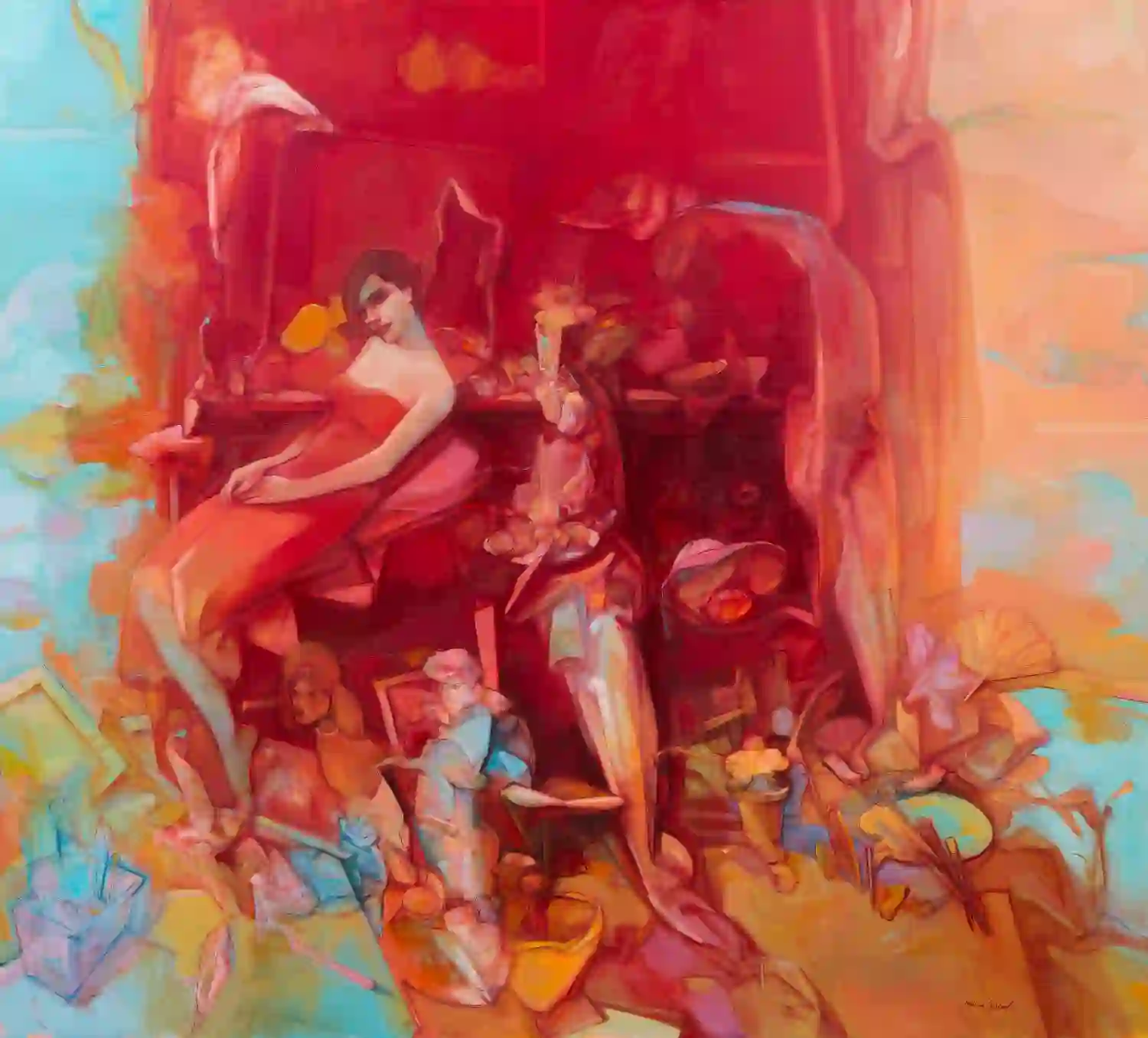 Mahir Guven-Kirmizi Kompozisyon_2024 (TUYB 180x200cm)