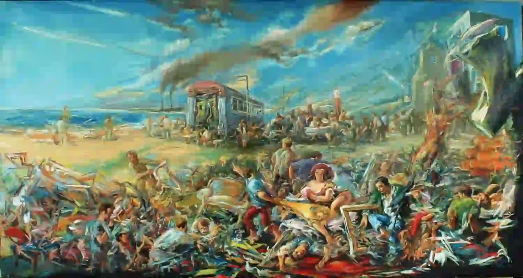 HAYDAR ÖZAY,Trenli Resim,İstanbul, 1997-2002, tuval üzerine yağlıboya, 115x280cm.jpeg