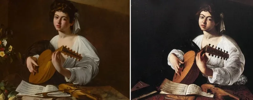 Hermitage (solda) ve Wildenstein versiyonları.